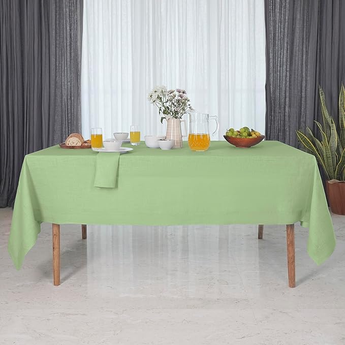 D'Moksha Homes Sage Green Linen Tablecloth 54 x 72 Inch - 100% Pure Linen Tablecloth for Rectangle Tables - Machine Washable Table Cloth for Spring, St Patricks Day, Easter