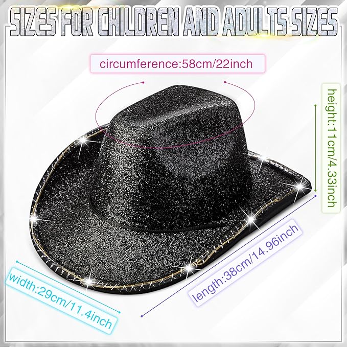 20 Pack Lights Cowboy Cowgirl Hat LED Flashing Light Up Hat for Western Bachelorette Party Wedding Bridal
