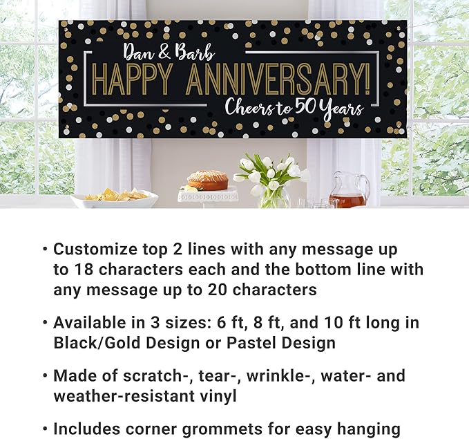 Let's Make Memories Personalized Banner - Party Decorations - Wedding, Anniversary, Engagement - Customized Banner - Celebration - Any Text - Indoor/Outdoor Vinyl - Pastel - 10 ft