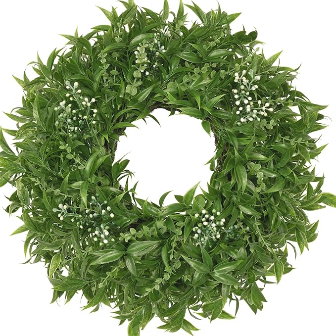 26 Inch Large Eucalyptus Wreaths for Front Door Artificial Green Olive Leaves Greenery Indoor Outdoor Wreath Home Decor Porch Window Wall Farmhouse Door Decorations Spring Summer Fall All Season