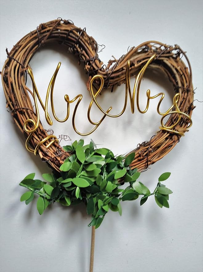 Mr & Mrs Wedding Cake Topper for Rustic Reception Forest Theme