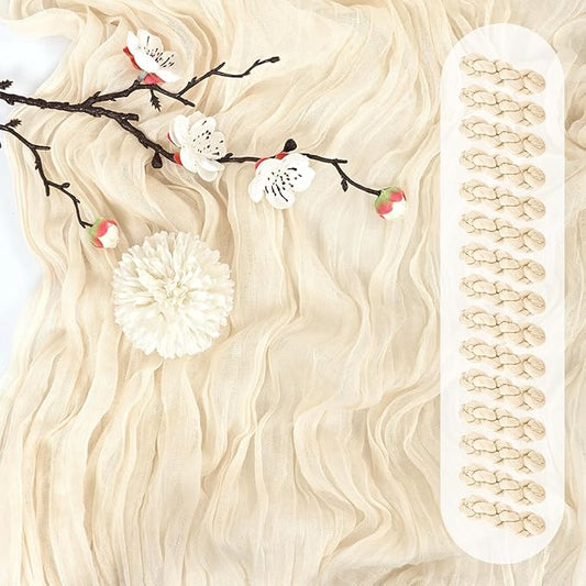 15 Pack Ivory Cheesecloth Table Runner 17 x 108 Inch Fall Thanksgiving Boho Rustic Farmhouse Gauze Cheese Cloth Runner for Wedding Party Baby Shower Home Decor Holiday Decorations