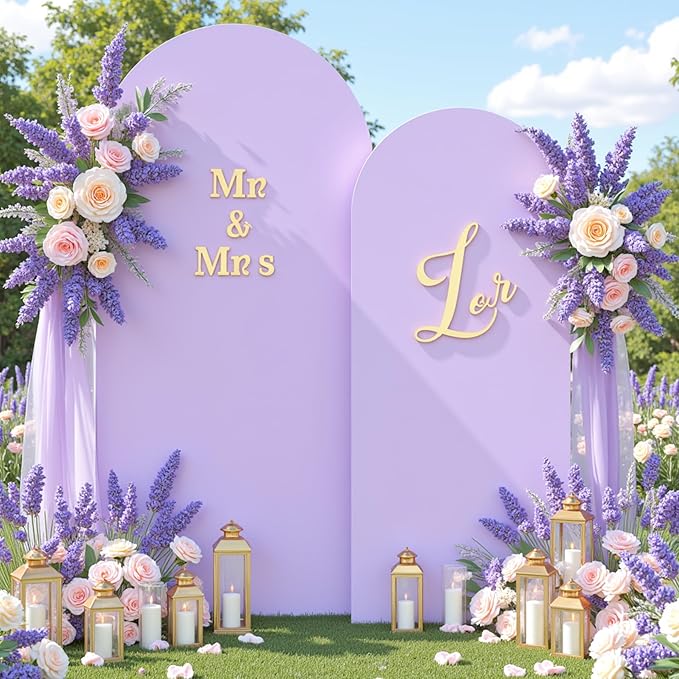 Lavender Photo Arch Backdrop Cover Set of 2 for Party 7.2ft and 6ft Light Purple Arch Covers Stretchy Backdrop Spandex Baby Shower Lilac Arch Stand Covers for Girls Birthday Wedding Bridal Shower