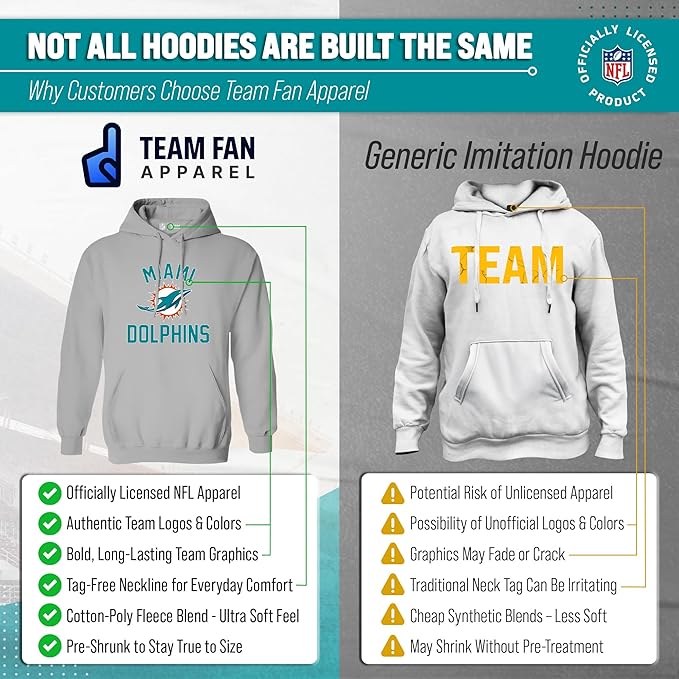 Team Fan Apparel NFL Adult Gameday Hooded Sweatshirt - Poly Fleece Cotton Blend - Stay Warm and Represent Your Team in Style