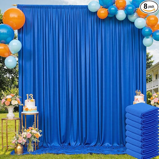 40ft×10ft Wrinkle Free Royal Blue Backdrop Curtain for Parties, 8 Panels 5×10ft Soft Sliky Polyester Blue Photo Backdrop Drapes for Boss Baby Birthday Party Wedding Photography Background