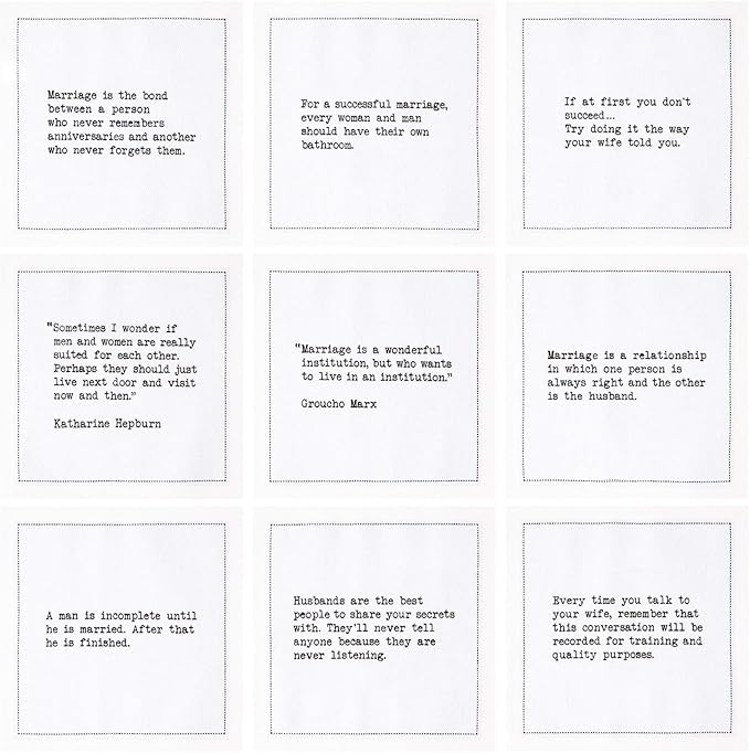 Five Star Funny Marriage Quotes | White Cotton Cocktail Napkins | 50 Luxury Disposable Beverage Napkins with Witty Bar Quotes | Drink Napkins for Parties, Bars, Weddings & Game Nights