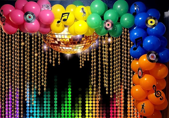 Disco Backdrop 10x8ft Golden Glitter Disco Ball Photo Background for Photography 70s 80s 90s Theme Party Decorations Birthday Wedding Cake Table Banner Photo Booth Props