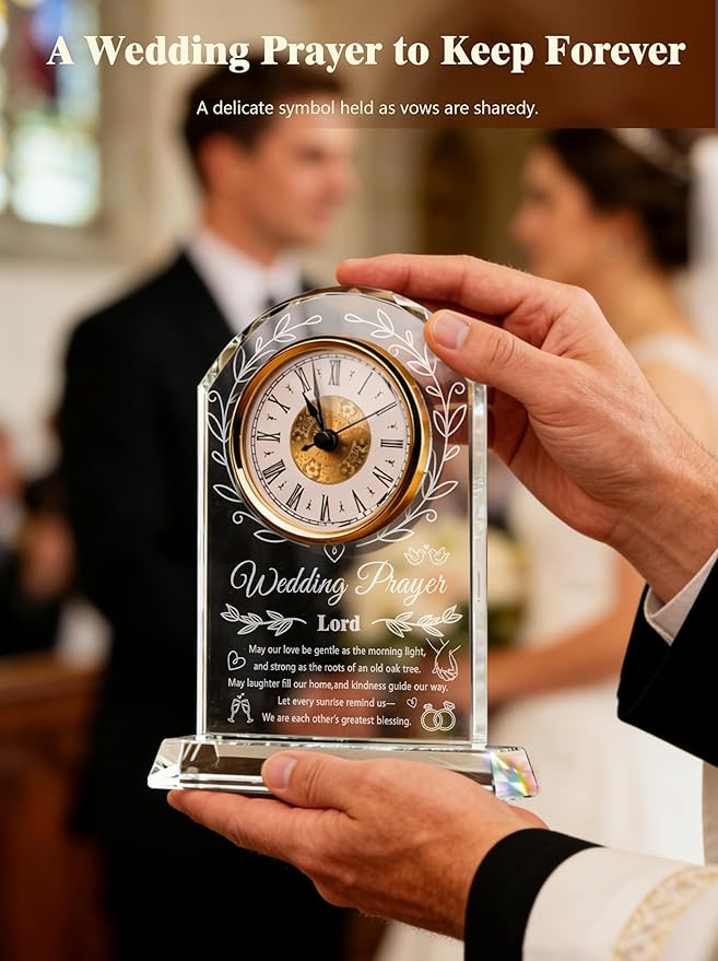 Crystal Clock Wedding Gifts for Couples 2026,Happy Anniversary Marriage Gift,Engagement Unique Gift for Newlywed Mr and Mrs