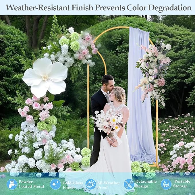 7.2FT 6FT Wedding Arch Backdrop Stand Set of 2,Metal Gold Wedding Balloon Arch Stand Kit with Base for Gender Reveal Birthday Anniversary Bridal Graduation Party Event Background Decoration