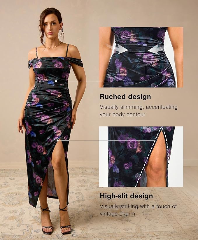Popilush Womens Shapewear Maxi Dress Multi Way Wear Off The Shoulder Bodycon Long Cocktail Formal Dresses