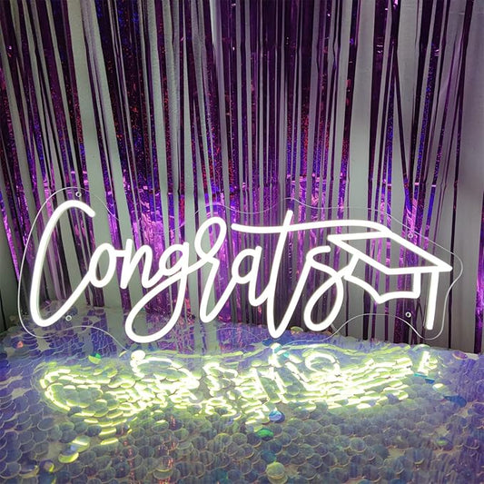 Congrats Grad Neon Sign Congrats Neon Signs for Wall Decor, Congrats Grad Sign Congratulations Sign Congrats Grad Led Sign for Backdrop Congratulations Backdrop Graduation