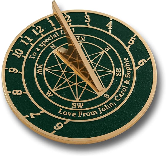 The Metal Foundry Personalized English Brass Sundial Gift. This Unique Gift Idea for Him Or Her is Cast with Your Message and Will Make The Perfect Present for Birthday, Anniversary Or Christmas