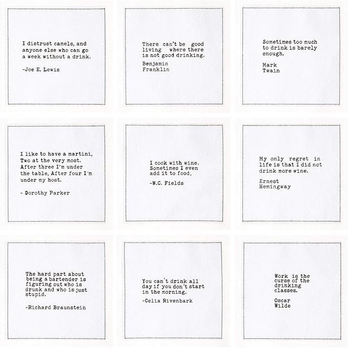 Five Star Funny Drinking Quotes | White Cotton Cocktail Napkins | 50 Luxury Disposable Beverage Napkins with Witty Bar Quotes | Drink Napkins for Parties, Bars, Weddings & Game Nights