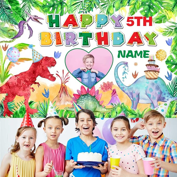 Custom Dinosaur Happy Birthday Party Decorations Supplies Personalized Dinosaur Birthday Backdrop Banner(6x9ft)