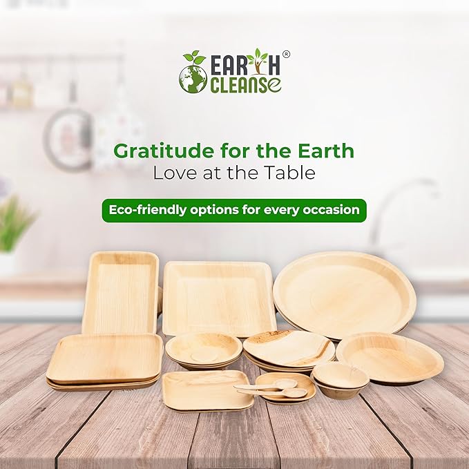 Compostable Palm Leaf Plates 10" Square (50 Pack) | Disposable Biodegradable Plates Like Bamboo & Wooden | Microwave & Oven Safe | Eco-Friendly