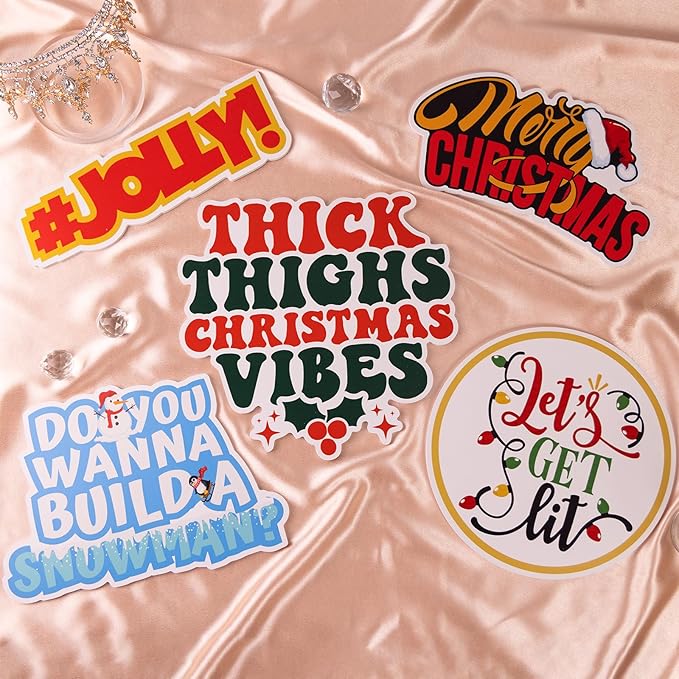 (Christmas) Elevate Your Photo Booth Experience with Our Durable & Waterproof Pack of Signs-Perfect for Weddings, Birthdays, and Photo Booth Businesses - PVC Foamboard Photo Props