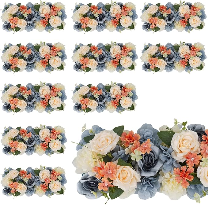 Pack of 10 Wedding Arch Decorations, 20.47 inch Artificial Flower Table Centerpieces Floral Arrangement for Wall Backdrop Party Bridal Shower Event Decor - Grey