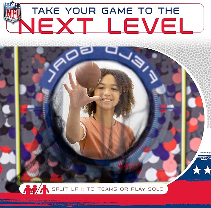 Franklin Sports NFL Mini Football Toss Target Game - NFL Door Jam Football Over The Door Target + (4) Mini Balls Set - 3 Hole Throwing Game for All Ages - Practice Passing + Aim