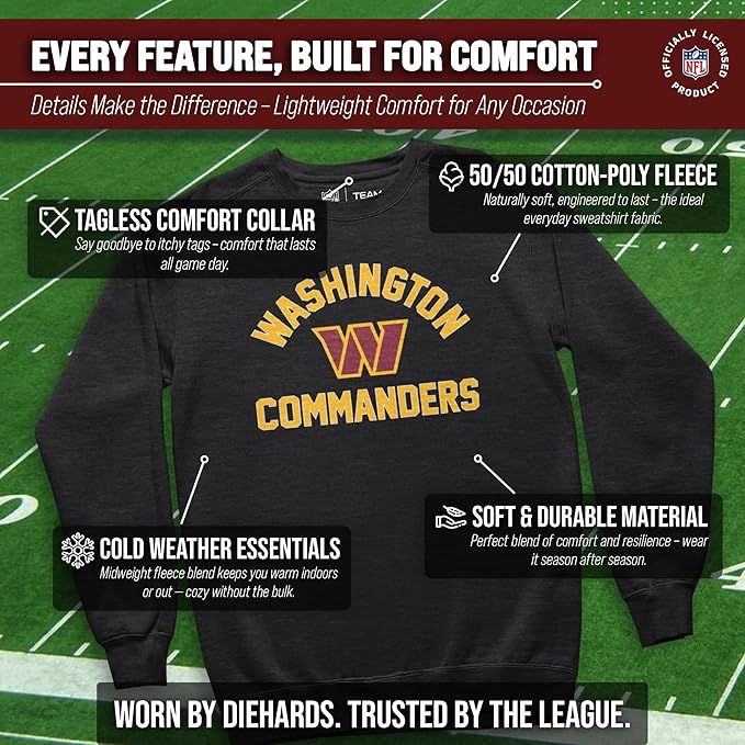 Team Fan Apparel NFL Adult Gameday Football Crewneck Sweatshirt - Cotton Blend - Stay warm, comfortable & stylish on game day