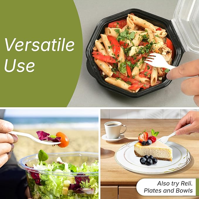 Reli. Compostable Forks (550 Pack) | Disposable Utensils Heavy Duty Forks | Compostable Utensils, Cutlery for Party, Events, Party Supplies | BPA Free, Cornstarch, Composting Flatware (White)