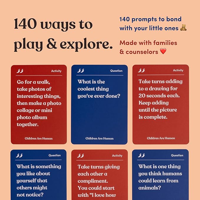 Children are Human | 140 Conversation Cards to Help Bond with Kids | Card Game for Elementary School Children | Designed by Experts for Grades 2-5 | Ages 7-10+