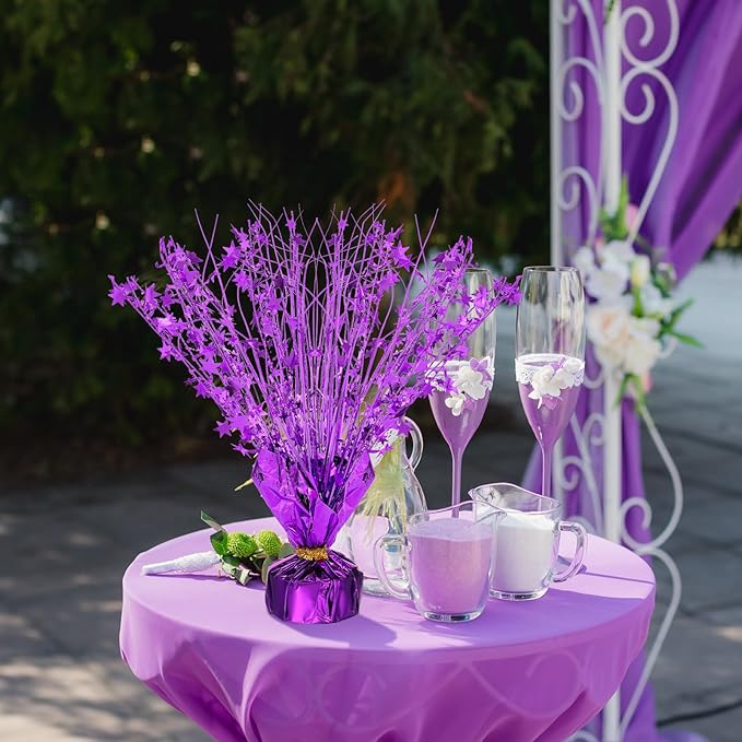 Crowye 18 Pcs Foil Spray Centerpiece Valentine's Day Table Decoration Winter Party Star Burst Metallic Table Centerpieces for Party Birthday Season Holiday(Purple)