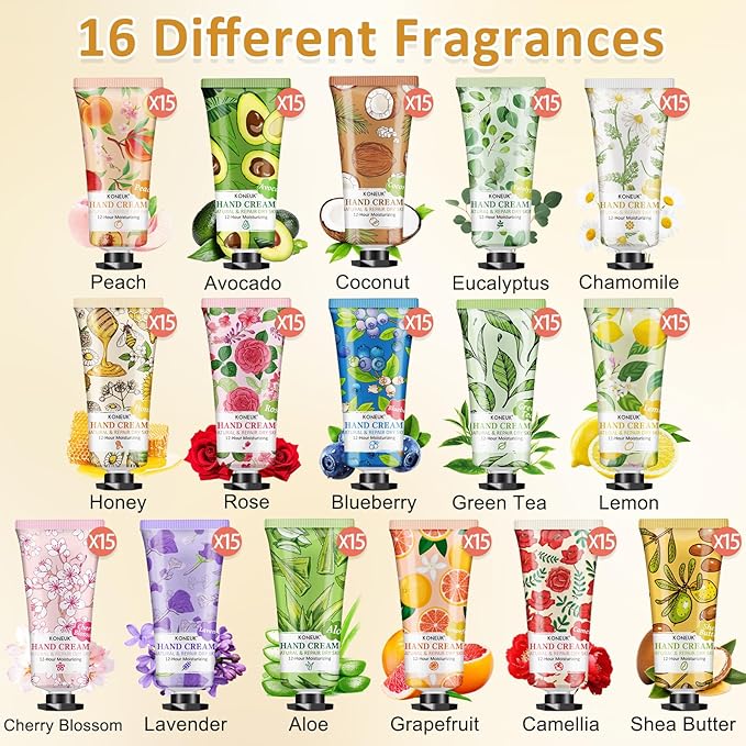 240 Pack Hand Cream Set for Women, Valentines Day Gifts, Bridesmaid Gifts, Birthday Gifts, Small Gifts and Mothers Day Gifts for Mom, Bulk Moisturizing Hand Lotion Travel Size for Dry Cracked Hands