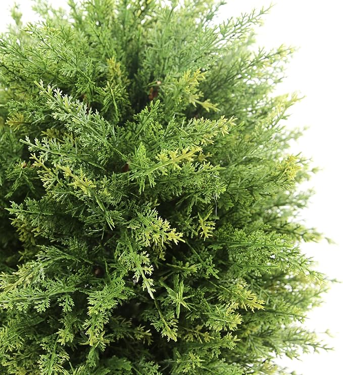 Sunnyglade 19.7” Tall Artificial Cedar Topiary Ball Tree Set of 2 Pack Potted Bushes UV Resistant Potted Plants for Indoor Outdoor Home Garden (Dark Green)