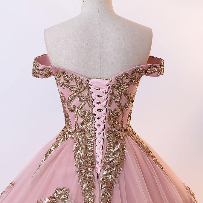 Engerla Women's Beading Sweetheart Ball Gown Tulle Layed Long Quinceanera Dress