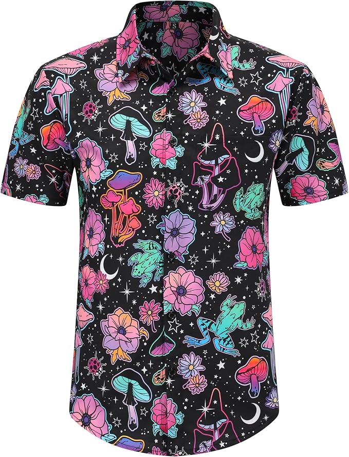 Mens Hawaiian Shirts and Shorts Set 2 Pieces Beach Outfits Sets with Bucket Hats
