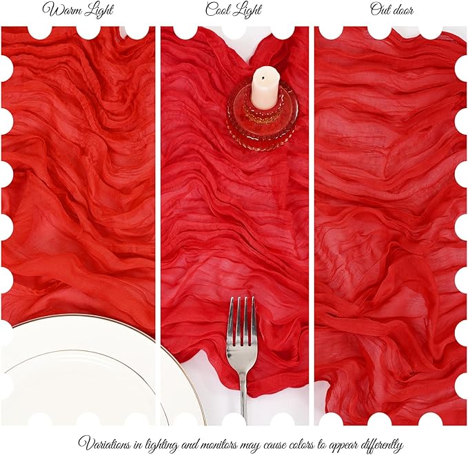 25 Pack Red Cheesecloth Table Runner 17 x 108 Inch Fall Thanksgiving Boho Rustic Farmhouse Gauze Cheese Cloth Runner for Wedding Party Baby Shower Home Decor Holiday Decorations