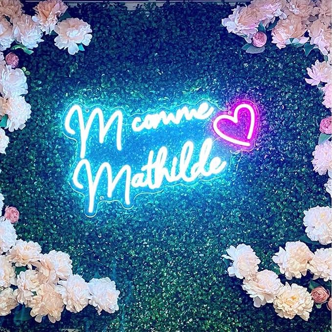 Custom Neon Sign, Personalized LED Name Logo Neon Lights for Kids Girls Room Bedroom Wall Decor, Neon Sign Customizable for Wedding Birthday Party Bar Shop Office Business (16-60")