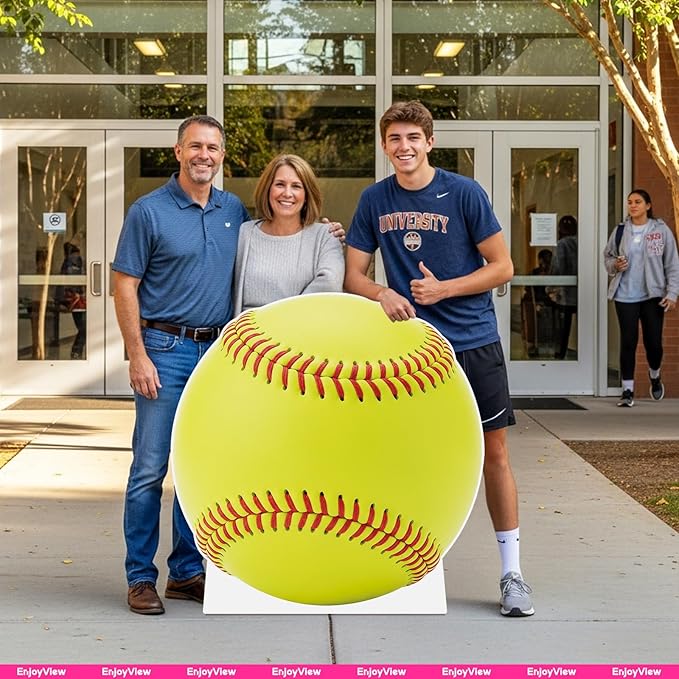 Softball Cardboard Cutout, 4FT Life Size Cutouts Decor for Sports Themed Party Backdrop, Photo Booth Props, Birthday Table Centerpieces, Softball Game Stand Up Display