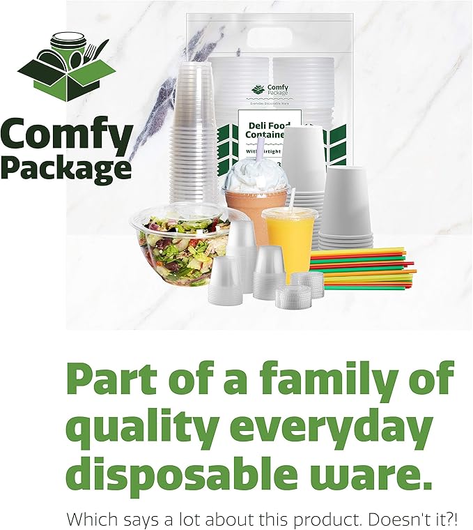 Comfy Package [Case of 1,000 12 oz. Crystal PET Clear Plastic Cups for Party - Ideal for Cold Beverages, Smoothies, and Parties