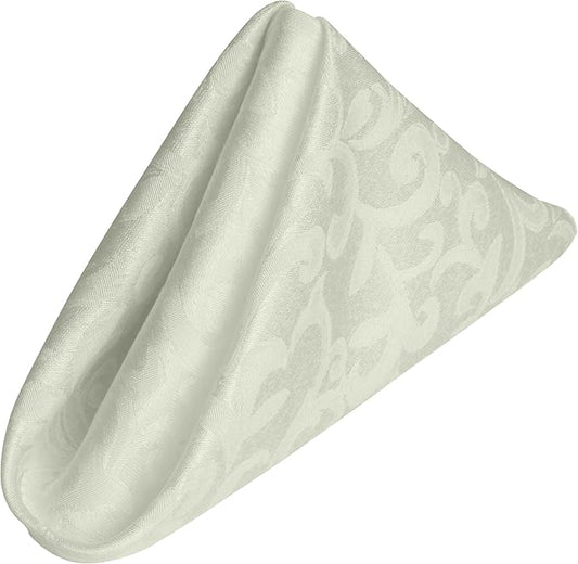 Ultimate Textile Somerset Damask Ivory Cloth Napkins - 17" x 17" (Set of 24) Wrinkle & Stain Resistant Polyester, Machine Washable for Weddings & Events