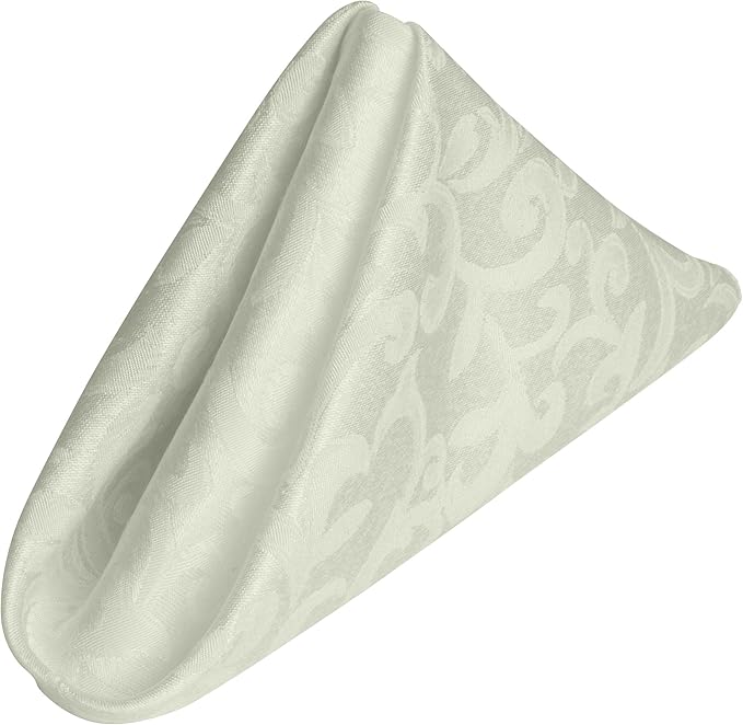Ultimate Textile Somerset Damask Ivory Cloth Napkins - 17" x 17" (Set of 120) Wrinkle & Stain Resistant Polyester, Machine Washable for Weddings & Events