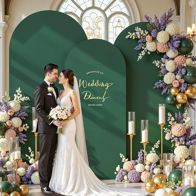 Hunter Green Arch Cover 3 Set - 4FT, 5FT, 6FT Hunter Green Arch Backdrop Cover Spandex Wedding Arch Stand Covers for Birthday Party Baby Shower Wedding Bridal Shower Photo Background Decorations