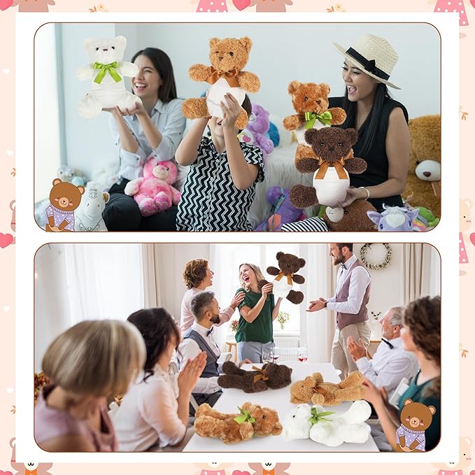 6 Set Bear Blindfolded Diaper Changing Baby Shower Games with Blindfold Changing 12 Inch Bear Dolls Diapers Gift Bags for Baby Shower Gender Reveal Raffle Party Game