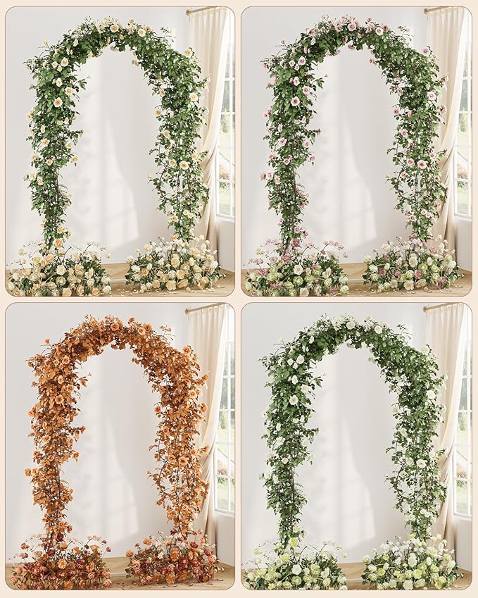 Wedding Arch, Metal Arch Backdrop Stand, Balloon Arch Stand Wedding Frame for Ceremony Decoration (White, 7.2FT, 6FT Arch Backdrop)