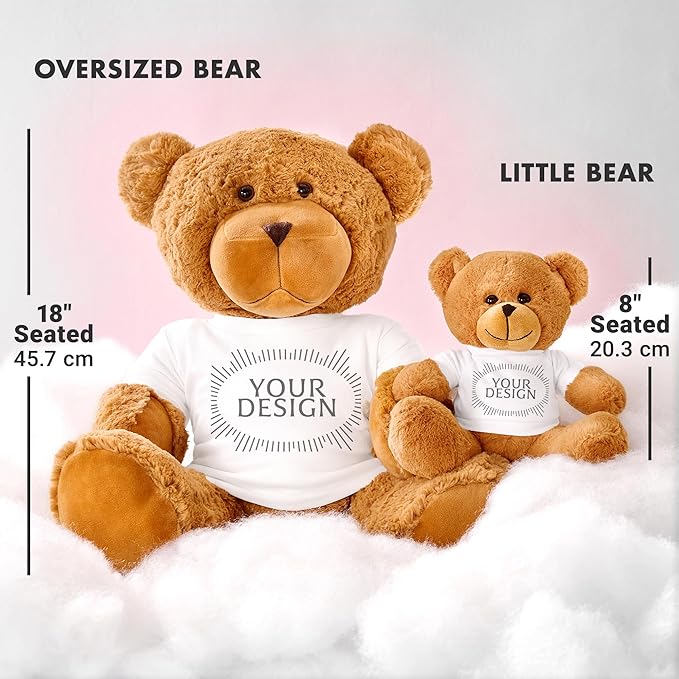 Let's Make Memories Personalized Teddy Bear Gram - Plush Stuffed Animal with Custom Tshirt - Birthday, Valentines Day - Create Your Own Message T-Shirt Bear - Little
