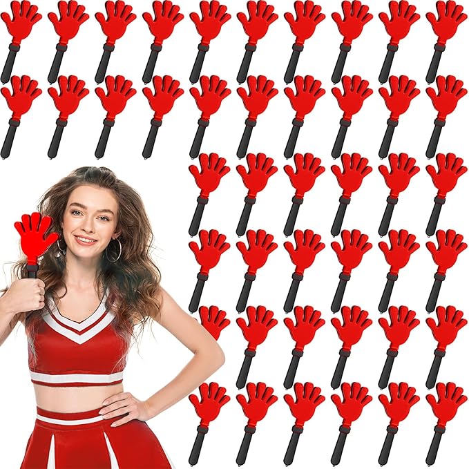 Junkin 100 Pcs Hand Clappers Bulk 7. 5 x 3. 5 Inches Noise Makers Party Favors Clapping Noise Maker Clacker for Birthdays Game Prizes Rewards Football Sporting Events Cheers Supplies (Black Red)