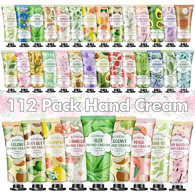 112 Pack Moisturizing Hand Cream Set, Valentines Day Gifts, Bulk Hand Lotion Travel Size for Dry Cracked Hands, Mini Hand Cream for Mom Gifts, Teacher Appreciation Gifts, Nurse Gifts, Birthday Gifts