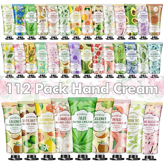 112 Pack Moisturizing Hand Cream Set, Valentines Day Gifts, Bulk Hand Lotion Travel Size for Dry Cracked Hands, Mini Hand Cream for Mom Gifts, Teacher Appreciation Gifts, Nurse Gifts, Birthday Gifts