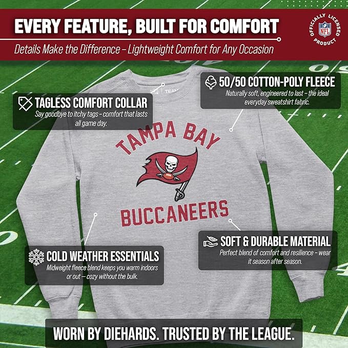 Team Fan Apparel NFL Adult Gameday Football Crewneck Sweatshirt - Cotton Blend - Stay warm, comfortable & stylish on game day