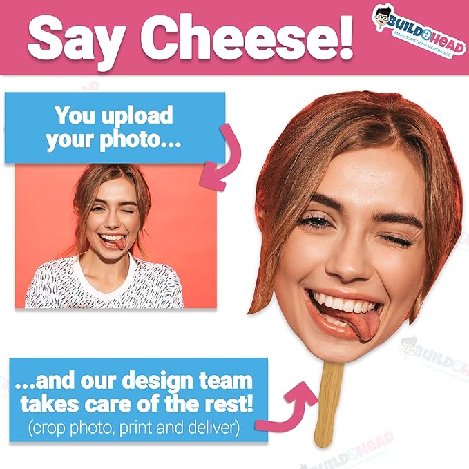 Build a Head - Big Head Cutout - Custom Vinyl Cardboard - Personalized Face Cutouts for Special Occasions - Big Cut Out Heads for Party Decor, Photo Props, Events and Celebrations (2-Pack, 18" x 12")