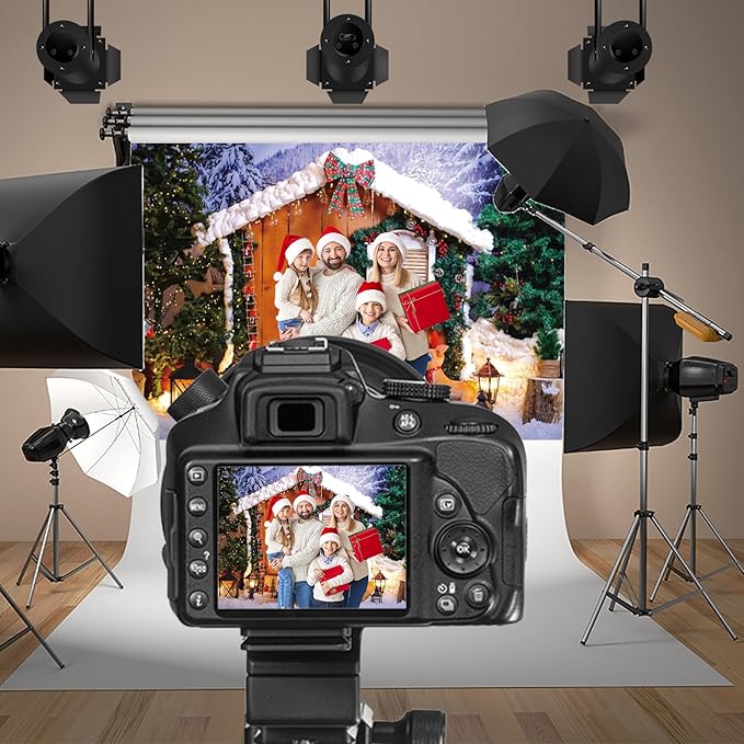 Baocicco 12x10ft Merry Christma Photography Background Xmas Tree Gingerbread House Photo Backdrop for Winter Festival Holiday Party Supplies Decorations Boys Girls Room Decors Cake Table Banner