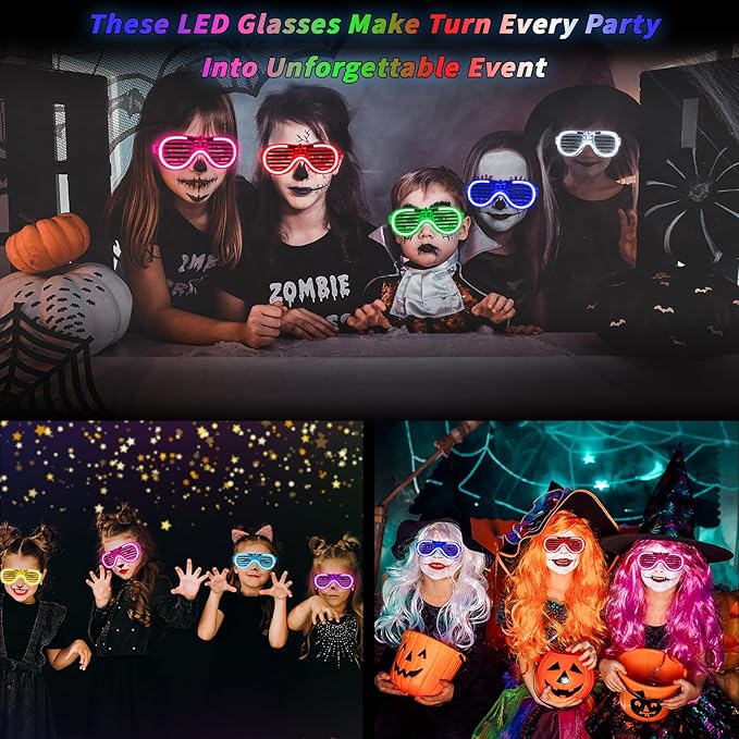80 Pack LED Glasses, Light Up Glasses, 10 Neon Color Party Supplies for Kids Adult, Shutter Shades Light up Glasses, Glow Sticks Sunglasses Party Favors Birthday Christmas Carnival Party Glow Toys