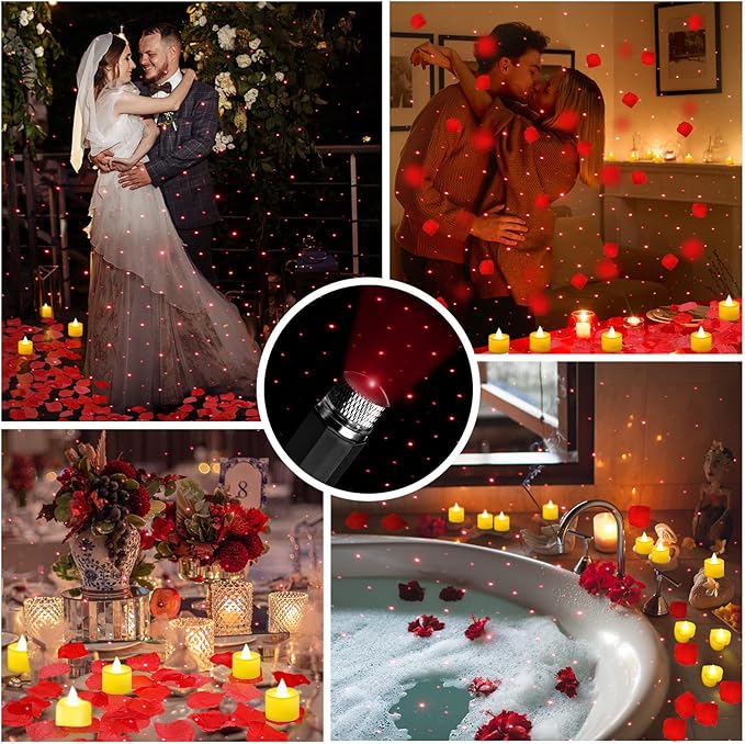 Hanaive 8000 Pcs Artificial Rose Petals with 120 Pcs Flameless LED Tea Light Candles Set Romantic Special Night Decorations for Proposal Anniversary Wedding Valentines Decor(Classic Color)