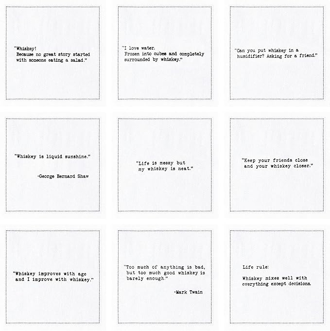 Five Star Funny Whiskey Quotes | White Cotton Cocktail Napkins | 50 Luxury Disposable Beverage Napkins with Witty Bar Quotes | Drink Napkins for Parties, Bars, Weddings & Game Nights