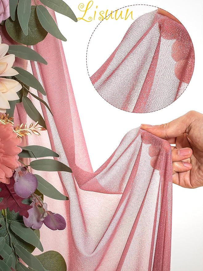 Wedding Arch Flowers, Artificial Flowers for Decoration, 2pcs Flower Swag and 1 pcs Semi-Sheer Chiffon Table Runner Swag for Beautiful Dream Wedding Ceremony Floral Decor - Pack of 3
